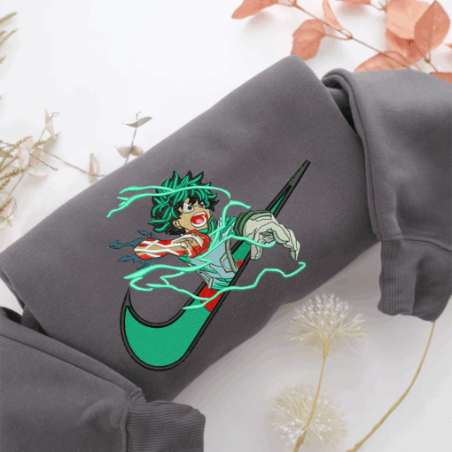 Izuku Midoriya Swoosh Nike Embroidered Sweatshirt, Nike Movie Inspired, Best Gifts Idea For Him Her - Image 4