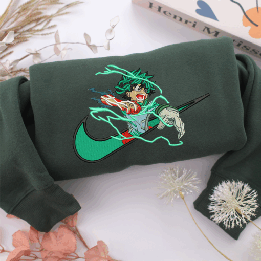 Izuku Midoriya Swoosh Nike Embroidered Sweatshirt, Nike Movie Inspired, Best Gifts Idea For Him Her - Image 3