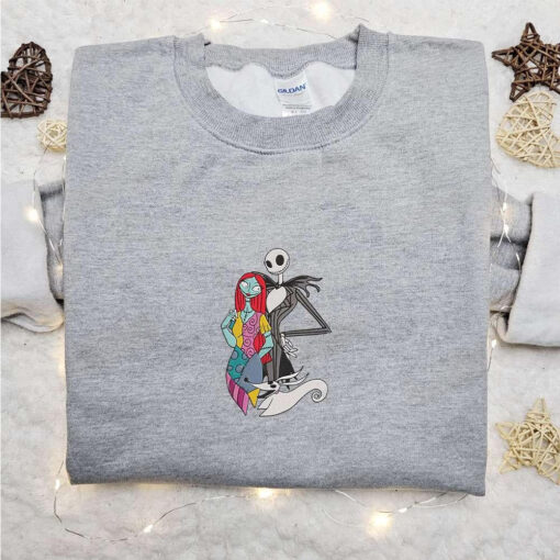 Jack And Sally And Zero Embroidered Sweatshirt Halloween Embroidered Shirt Best Christmas Gift Ideas