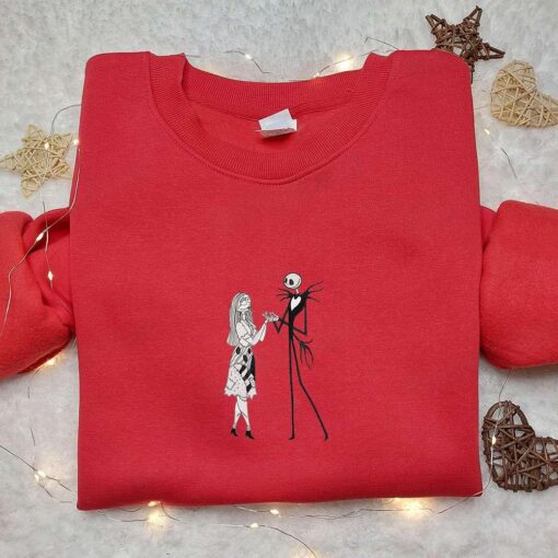 Jack And Sally Embroidered Hoodie The Nightmare Before Christmas Movie Embroidered T shirt Best Gift Ideas For Couples