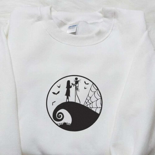 Jack And Sally The Nightmare Before Christmas Embroidered Sweatshirt Halloween Embroidered Shirt Best Christmas Gift Ideas