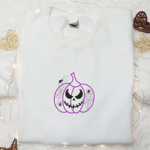 Jack O Lantern Web And Spider Embroidered Hoodie Halloween Embroidered Hoodie Best Halloween Gift Ideas