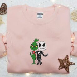 Jack Skellington And Grinch Embroidered Shirt Funny Embroidered T shirt Best Gifts