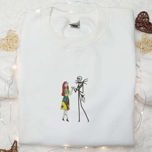 Jack Skellington and Sally Embroidered Shirt The Nightmare Before Christmas Characters Embroidered T shirt Nike Inspired Embroidered Sweatshirt