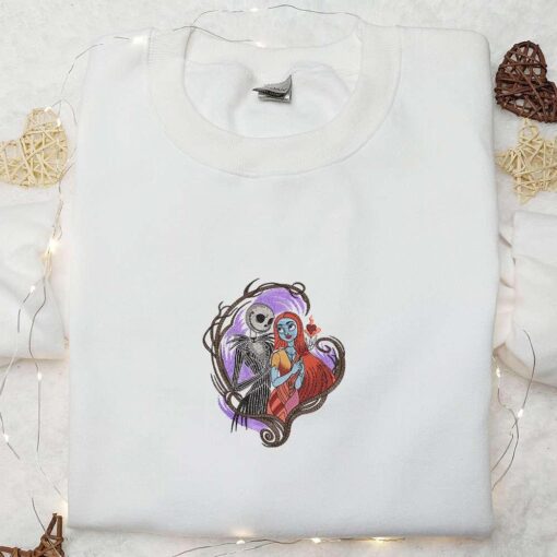 Jack Skellington and Sally Embroidered Sweatshirt The Nightmare Before Christmas Embroidered Hoodie Spooky Embroidered Shirt
