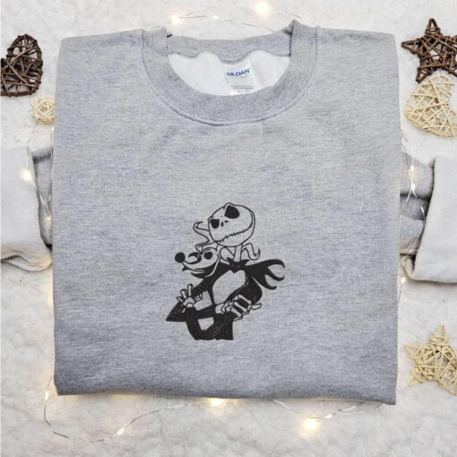 Jack Skellington And Zero Embroidered Sweatshirt The Nightmare Before Christmas Embroidered Shirt Best Halloween Gift Ideas