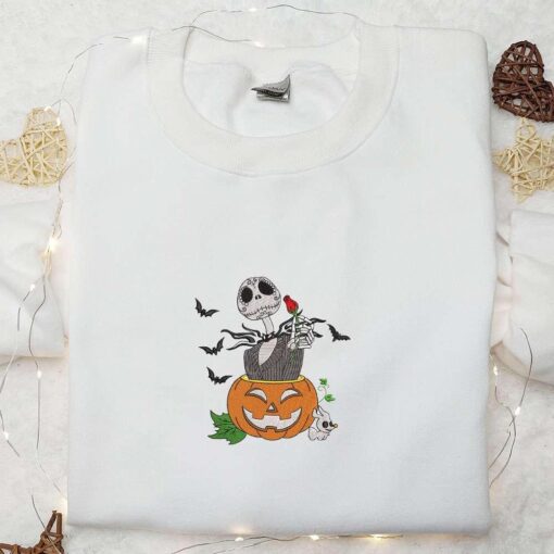 Jack Skellington Halloween Pumpkin Embroidered Sweatshirt The Nightmare Before Christmas Embroidered Hoodie Spooky Embroidered Shirt