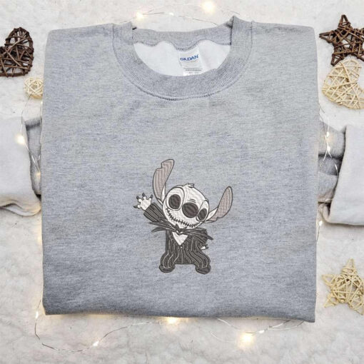 Jack Skellington Stitch Cosplay Embroidered Sweatshirt Disney Halloween Embroiderd Shirt Funny Halloween Embroidered T shirt