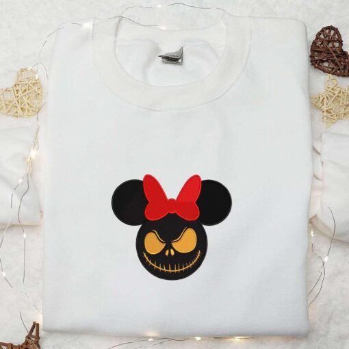 Jack Skellington x Minnie Mouse Embroidered Shirt Disney Halloween Embroidered Shirt Funny Halloween Embroidered Shirt