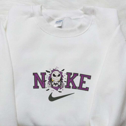 Jack Skellington x Nike Embroidered Hoodie The Nightmare Before Christmas Characters Embroidered T shirt Nike Inspired Embroidered Sweatshirt