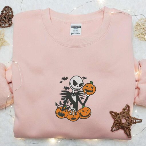 Jack With Pumpkins Embroidered Shirt The Nightmare Before Christmas Halloween Embroidered Hoodie Best Halloween Gift Ideas