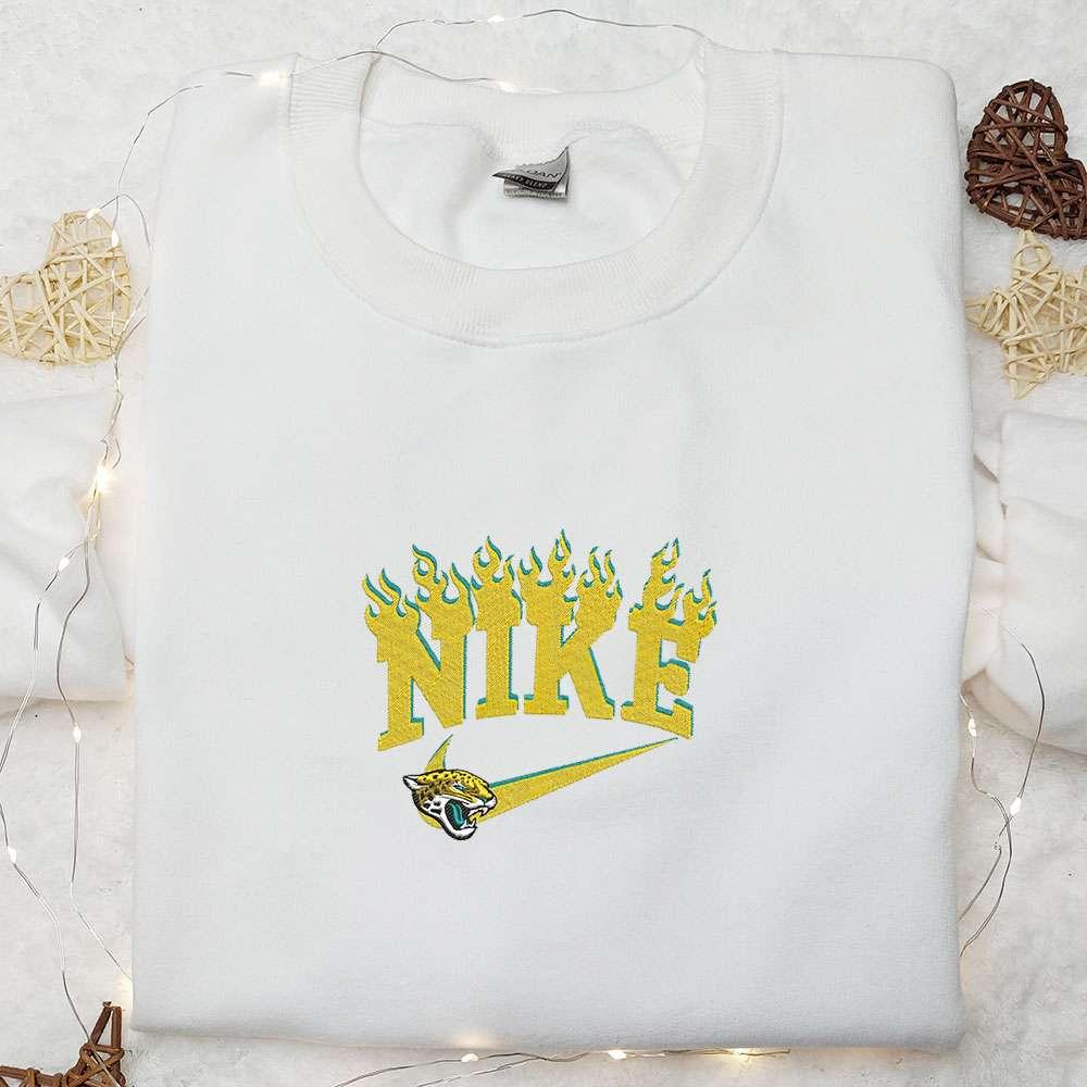 Jacksonville Jaguars x Nike Flame Embroidered Shirt NFL Sports Embroidered Hoodie Best Gift Ideas