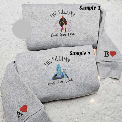Jafar And Hades Disney Villains Bad Guy Club Embroidered Couples Shirts