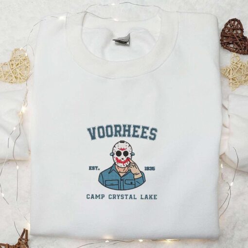 Jason Voorhees Camp Crystal Lake Est 935 Embroidered Sweatshirt Friday the 3th Horror Movie Embroidered Hoodie Best Gifts for Halloween Lovers