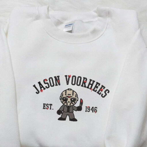 Jason Voorhees Est 946 Embroidered Hoodie Horror Characters Embroidered Sweatshirt Best Gifts for Halloween Lovers