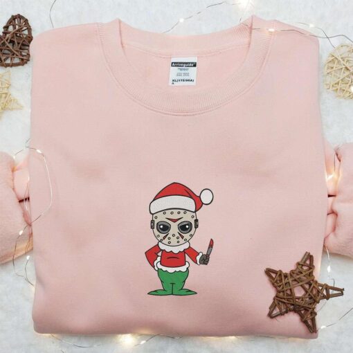 Jason Voorhees In Christmas Costume Embroidered Shirt Halloween Embroidered Hoodie Christmas Embroidered Shirt