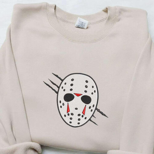 Jason Voorhees Mask Embroidered Hoodie Friday The 3th Horror Movie Embroidered T shirt Best Gift Ideas