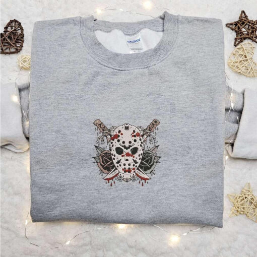 Jason Voorhees Scary Embroidered Hoodie Friday The 3th Movie Embroidered Shirt Best Halloween Gift Ideas