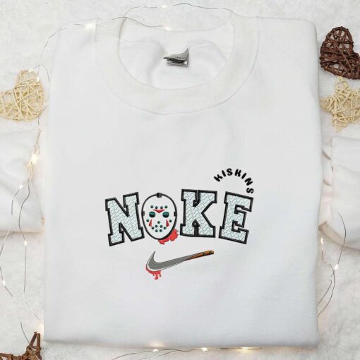 Jason Voorhees x Nike Embroidered Hoodie Nike Inspired Embroidered Shirt Best Halloween Gift Ideas