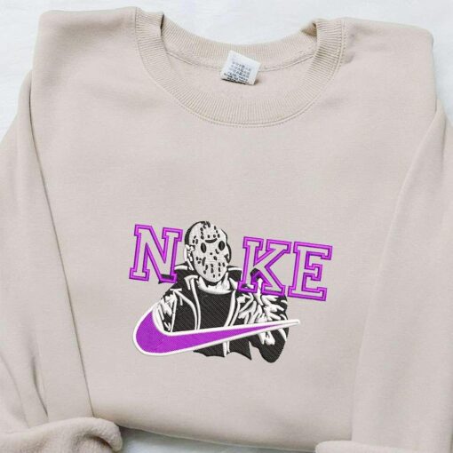 Jason Voorhees x Nike Embroidered Shirt Horror Movies Embroidered Hoodie Halloween Embroidered Sweatshirt