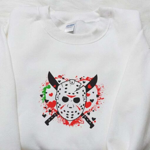 Jason Voorhees You Slay My Heart Embroidered Sweatshirt Horror Movie Embroidered Hoodie Best Halloween Gift Ideas