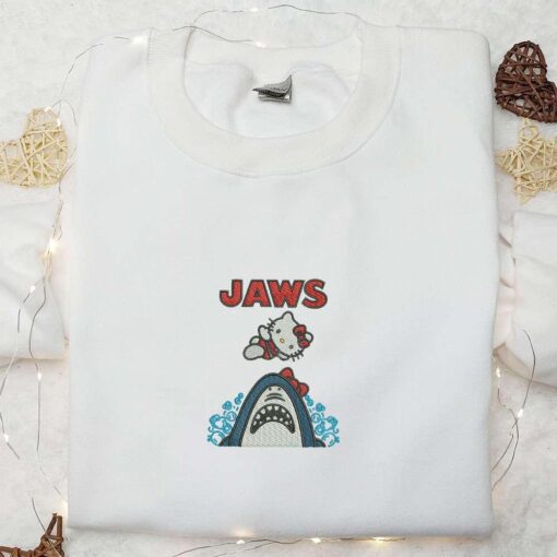 Jaws Kitty Embroidered Shirt Cute Halloween Embroidered Shirt Best Halloween Gifts For Daughter