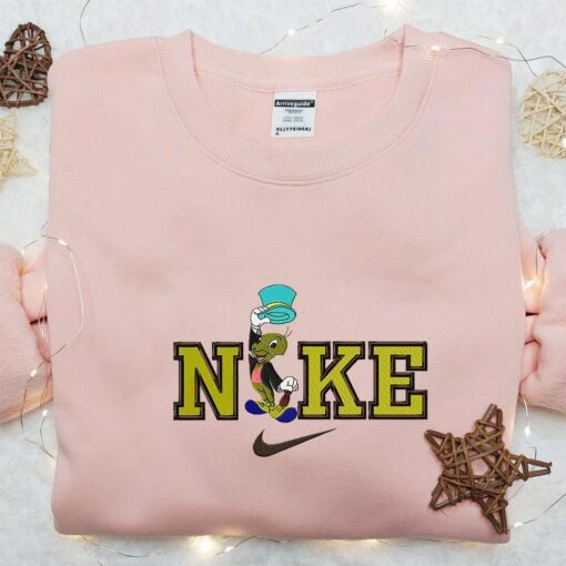 Jiminy Cricket x Nike Cartoon Embroidered Shirt Pinocchio Disney Embroidered Shirt Custom Nike Embroidered Shirt