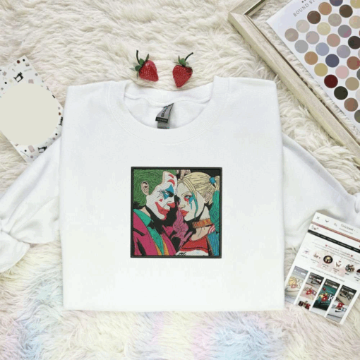 Joker And Harley Quinn Dc Movie Embroidered Shirt, Best Gift For Fans