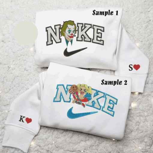 Joker And Harley Quinn Face Dc Movie Embroidered Couples Shirts