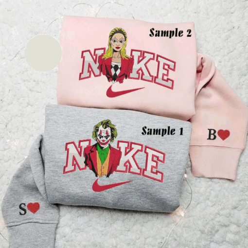 Joker And Harley Quinn Portrait Dc Movie Embroidered Couples Shirts