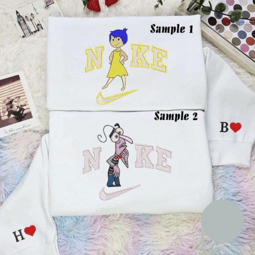 Joy And Fear Inside Out Disney Characters Embroidered Couples Shirts