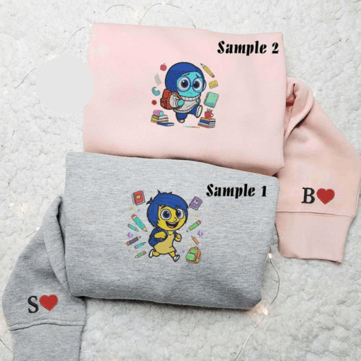 Joy And Sadness Back To School Inside Out Embroidered Couples Shirts