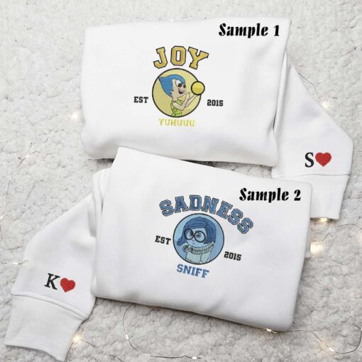 Joy And Sadness Disney Inside Out Embroidered Couples Shirts