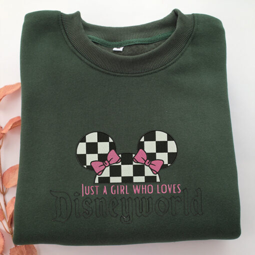 Just a Girl Who Loves Disneyworld Embroidery, Disneyland Embroidered Sweatshirt, Movie Disney Inspired, Best Gifts Idea For Him Her - Image 3