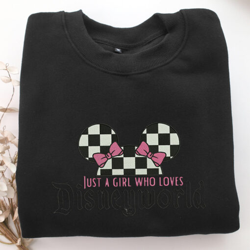 Just a Girl Who Loves Disneyworld Embroidery, Disneyland Embroidered Sweatshirt, Movie Disney Inspired, Best Gifts Idea For Him Her - Image 5