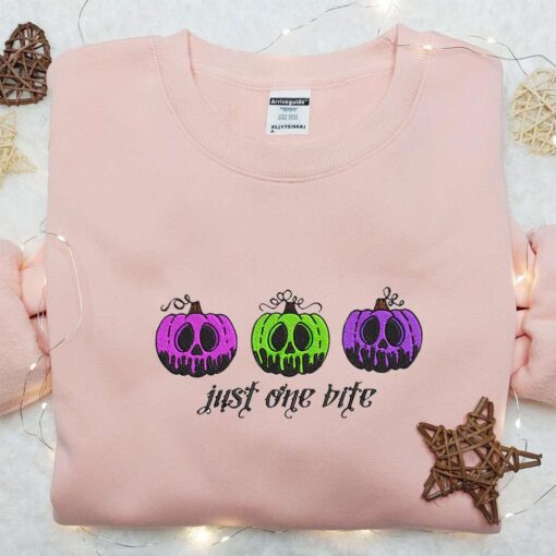 Just One Bite Pumpkins Embroidered Sweatshirt Halloween Embroidered Hoodie Best Halloween Gift Ideas