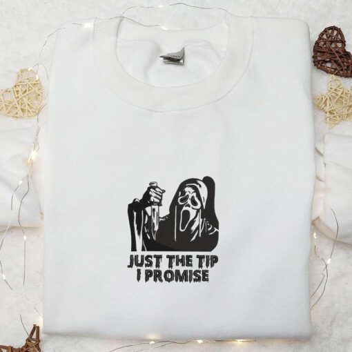 Just the Tip I Promise Ghost Embroidered Shirt Spooky Embroidered Shirt Cool Halloween Shirts