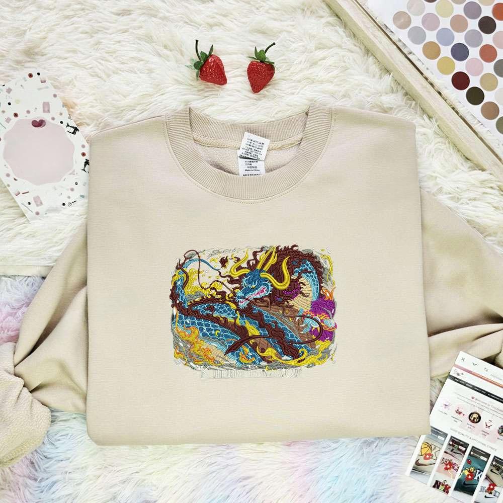 Kaido Dragon Embroidered Shirt One Piece Anime Embroidered Shirt 1 , Anime Embroidered T-shirt Sweatshirt Hoodie, Inspired Anime Movie, Best Gift for Anime Fans