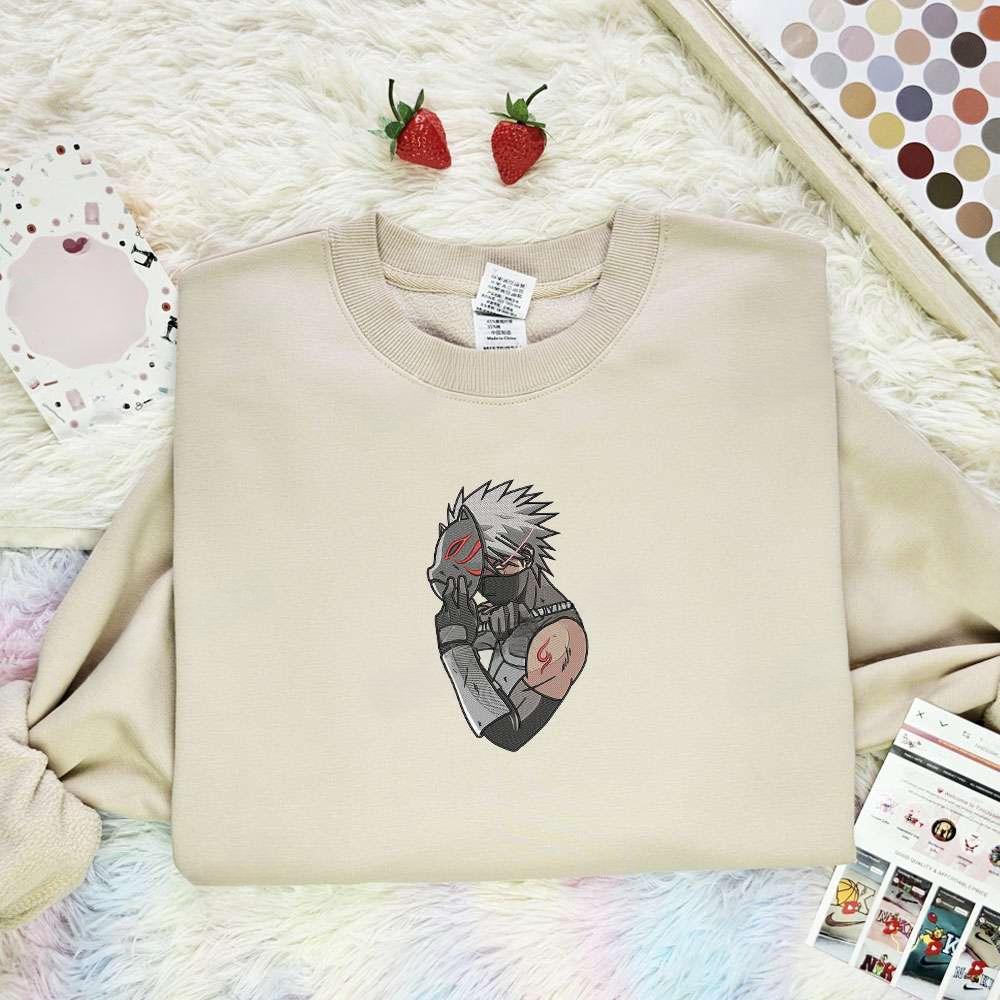Kakashi Anbu Mask Naruto Anime , Anime Embroidered T-shirt Sweatshirt Hoodie, Inspired Anime Movie, Best Gift for Anime Fans