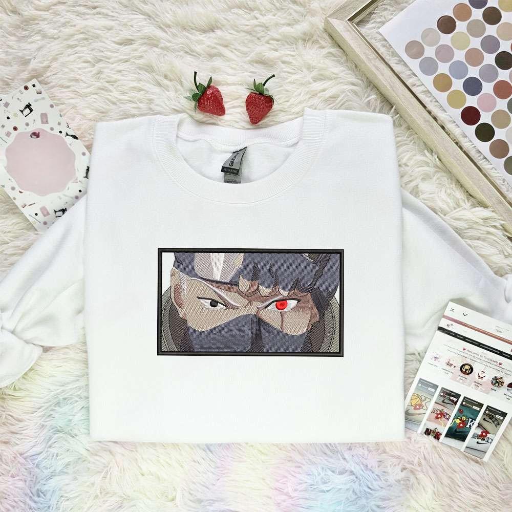 Kakashi Face Naruto Anime Embroidered Shirt , Anime Embroidered T-shirt Sweatshirt Hoodie, Inspired Anime Movie, Best Gift for Anime Fans