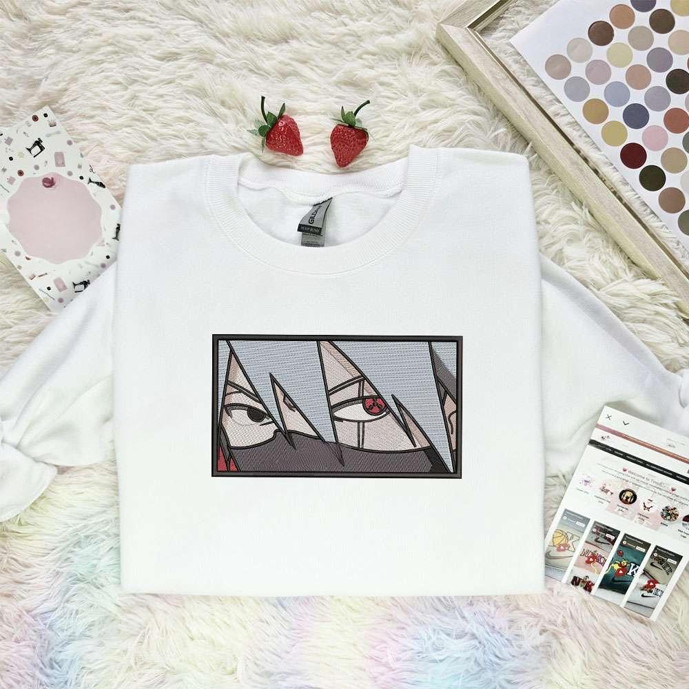Kakashi Hatake Eyes Naruto Anime Embroidered Shirt , Anime Embroidered T-shirt Sweatshirt Hoodie, Inspired Anime Movie, Best Gift for Anime Fans