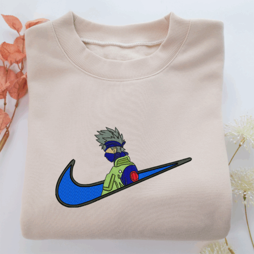 Kakashi Hatake Swoosh v1 Nike Embroidered Sweatshirt, Nike Movie Inspired, Best Gifts Idea For Him Her