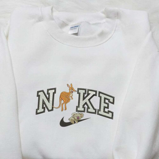 Kangaroo with Koala x Nike Embroidered Shirt Animal Embroidered Shirt Nike Inspired Embroidered Shirt