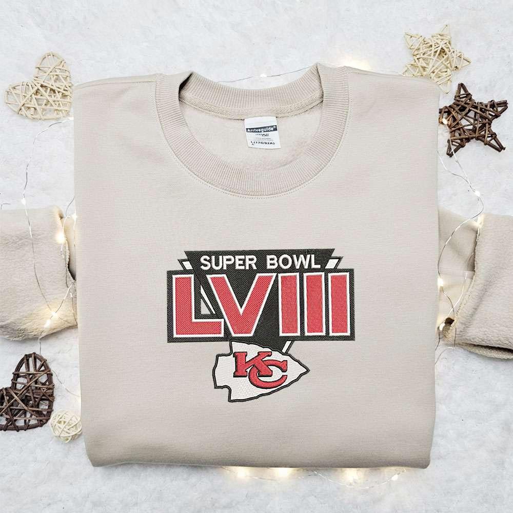 Kansas City Chiefs Super Bowl LVIII Embroidered Shirt NFL Sports Embroidered Hoodie Best Gift Idea