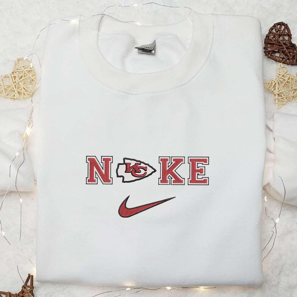 Kansas City Chiefs x Nike Embroidered Shirt NFL Sports Embroidered Hoodie Nike Inspired Embroidered Shirt