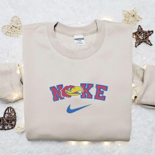 Kansas Jayhawks x Nike Embroidered Shirt NCAA Sports Embroidered Hoodie Best Gift Idea