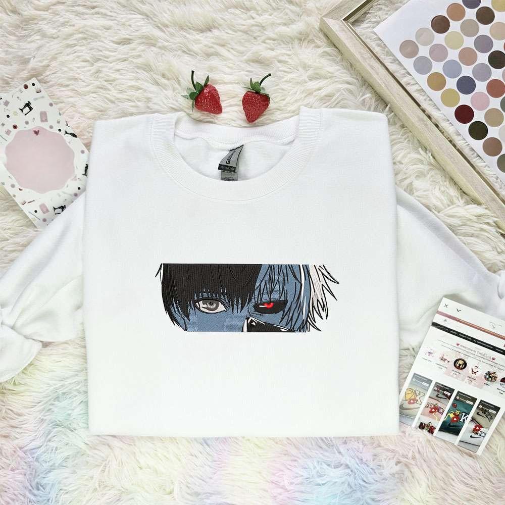 Ken Kaneki Eyes Tokyo Ghoul Anime Embroidered Shirt , Anime Embroidered T-shirt Sweatshirt Hoodie, Inspired Anime Movie, Best Gift for Anime Fans