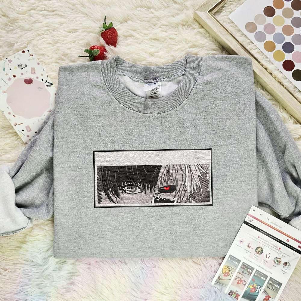 Ken Kaneki Eyes Tokyo Ghouls Anime Embroidered Shirt (2) Rtnh9 , Anime Embroidered T-shirt Sweatshirt Hoodie, Inspired Anime Movie, Best Gift for Anime Fans