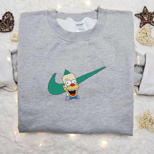 Killer Krusty Doll x Swoosh Cartoon Embroidered Sweatshirt The Simpson Embroidered Shirt Best Birthday Gift Ideas for Family
