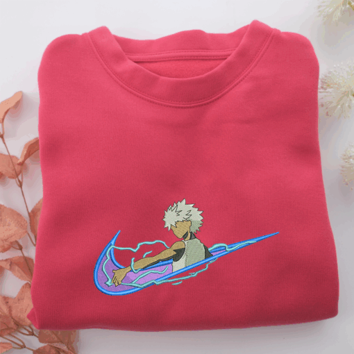 Killua Zoldyck Swoosh v2 Nike Embroidered Sweatshirt, Nike Movie Inspired, Best Gifts Idea For Him Her - Image 5